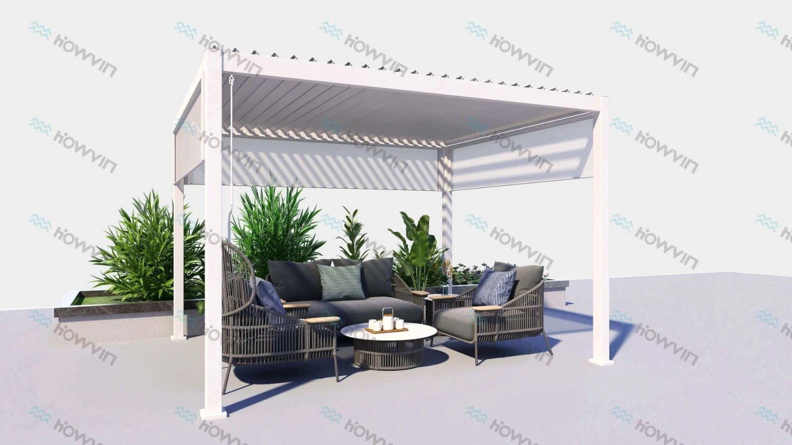 Terrace Aluminum Pergola-White